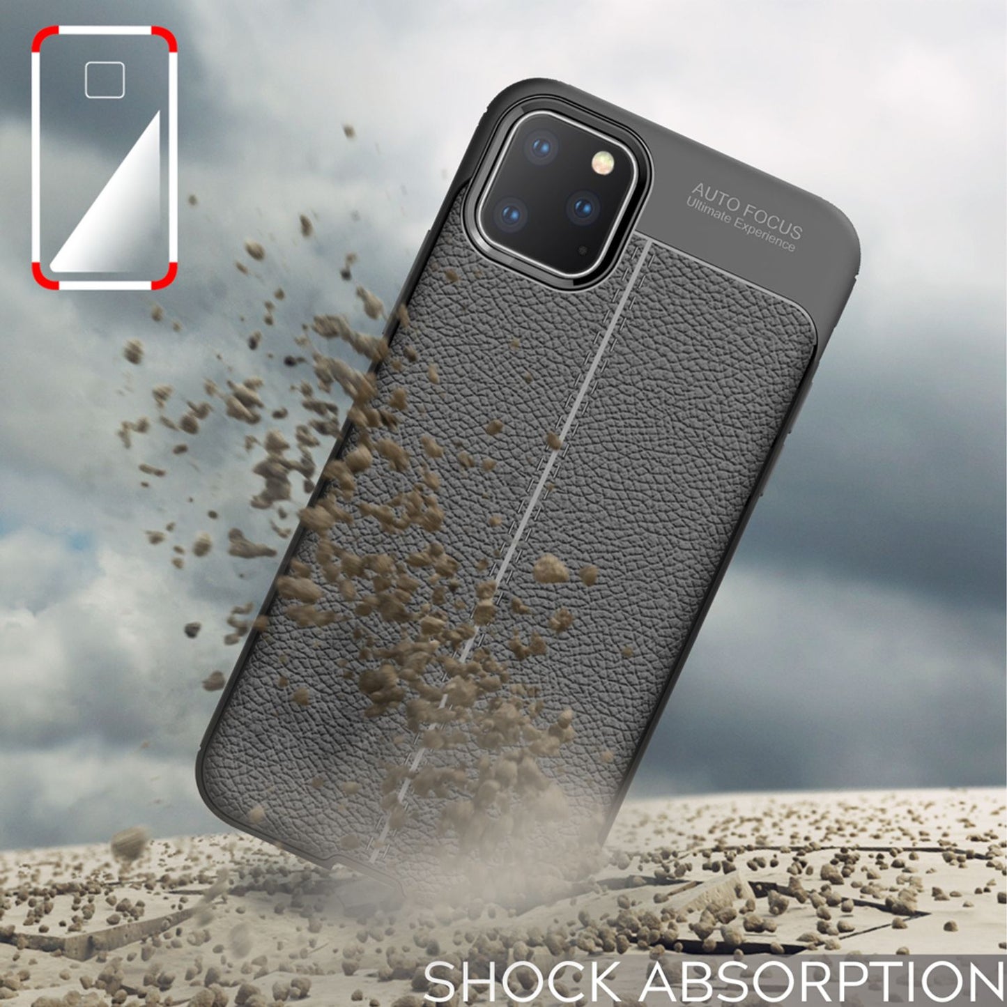 NALIA Design Case kompatibel mit Apple iPhone 11 Pro Max Hülle, Leder Optik Stylische Handyhülle Stoßfeste Silikon Schutzhülle, Slim Phone Backcover Dünne Handy-Tasche Cover Etui Kratzfest - Schwarz