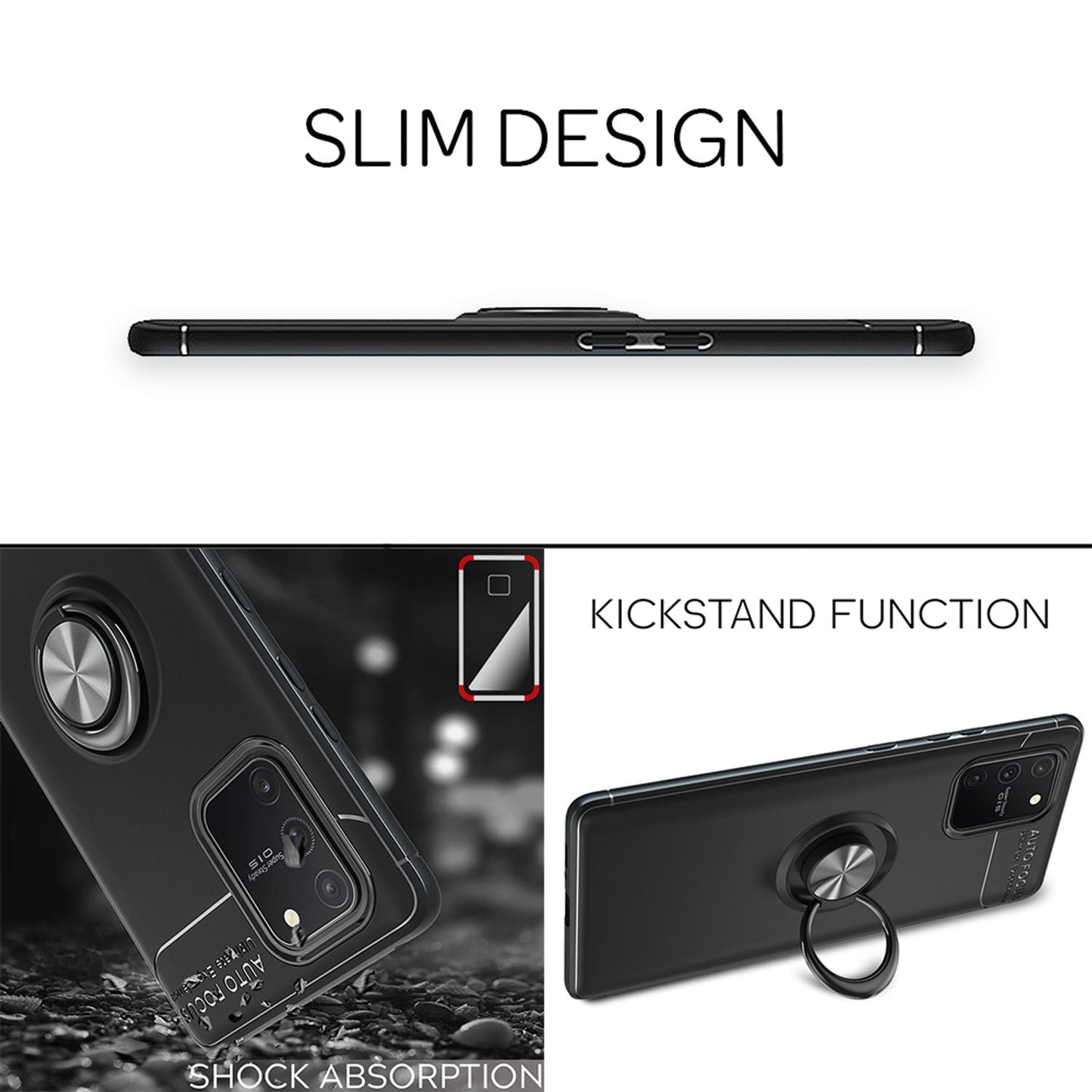 NALIA Ring Handyhülle kompatibel mit Samsung Galaxy S10 Lite Hülle, Silikon Cover mit 360-Grad Finger-Halter für magnetische KFZ-Halterung, Schutzhülle Phone Case Handy-Tasche Bumper