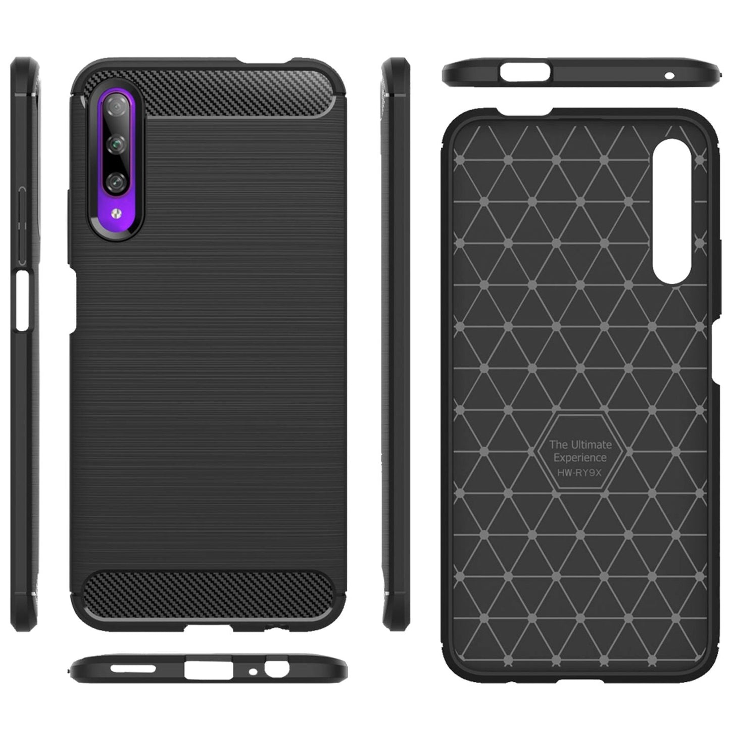 NALIA Design Case kompatibel mit Honor 9X Pro Hülle, Carbon Look Stylische Handyhülle Stoßfeste Silikon Schutzhülle, Dünne Handy-Tasche Phone Cover Bumper Soft Skin Etui Kratzfest Backcover - Schwarz