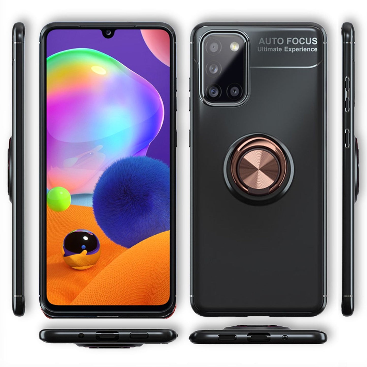 NALIA Ring Handyhülle kompatibel mit Samsung Galaxy A31 Hülle, Silikon Cover mit 360-Grad Finger-Halter für magnetische KFZ-Halterung, Schutzhülle Phone Case Handy-Tasche Etui Bumper