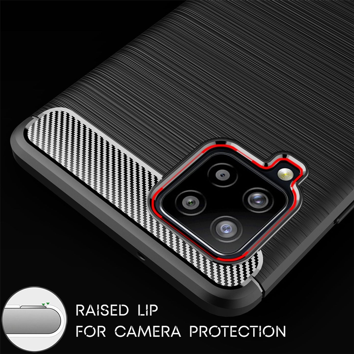 NALIA Design Case kompatibel mit Samsung Galaxy A42 5G Hülle, Carbon Look Stylische Handyhülle Stoßfeste Silikon Schutzhülle, Dünne Handy-Tasche Phone Cover Bumper Soft Skin TPU Kratzfest - Schwarz
