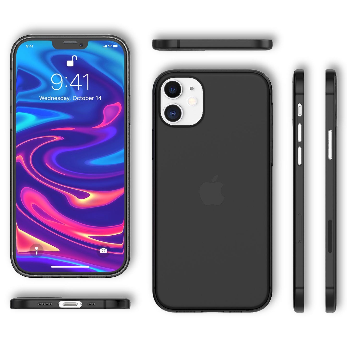 NALIA Ultra Slim Hardcase für iPhone 12 Mini – Matt-Transparent & 0.3mm Dünn – PHANTOM (Hauchdünnes Cover & Kamera-Vollschutz) – Marke aus Berlin