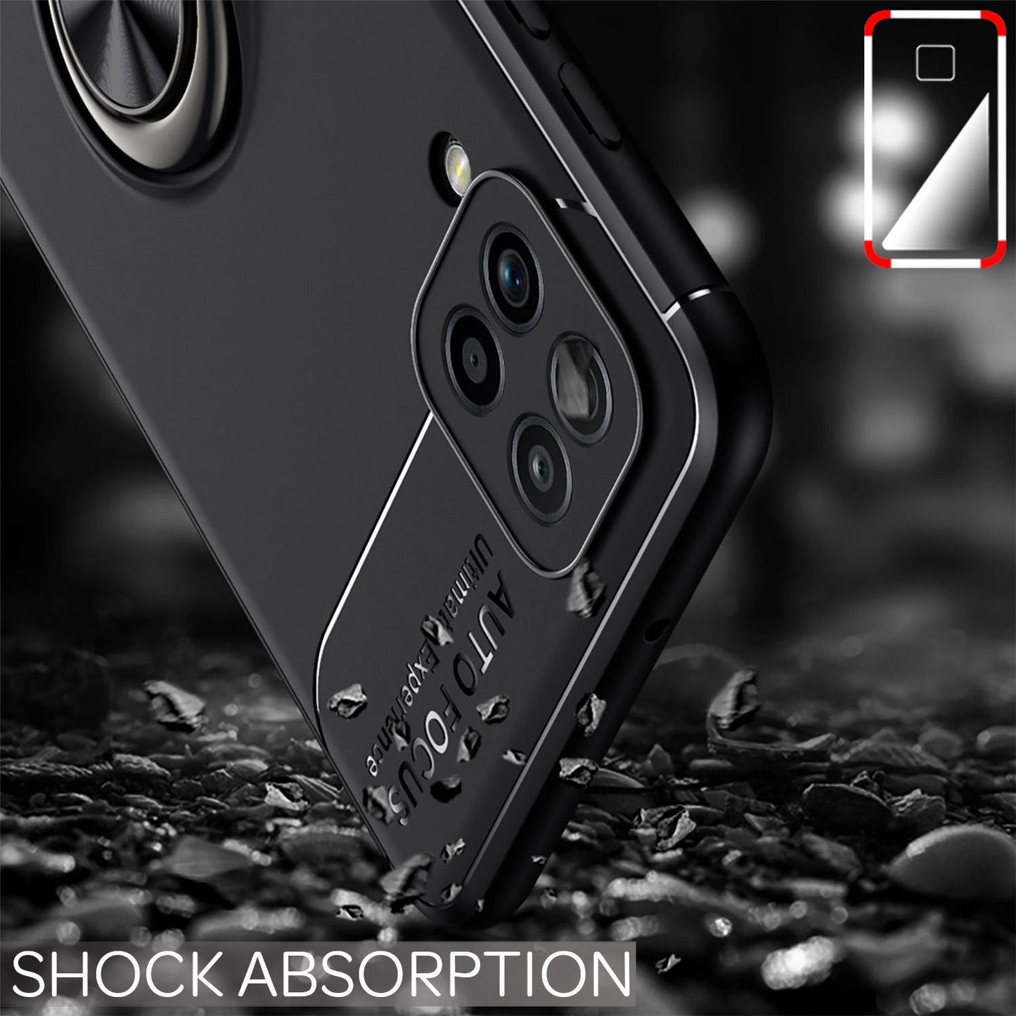 NALIA Ring Handyhülle kompatibel mit Samsung Galaxy A12 Hülle, Silikon Cover mit 360-Grad Finger-Halter für magnetische KFZ-Halterung, Schutzhülle Phone Case Handy-Tasche Etui Bumper