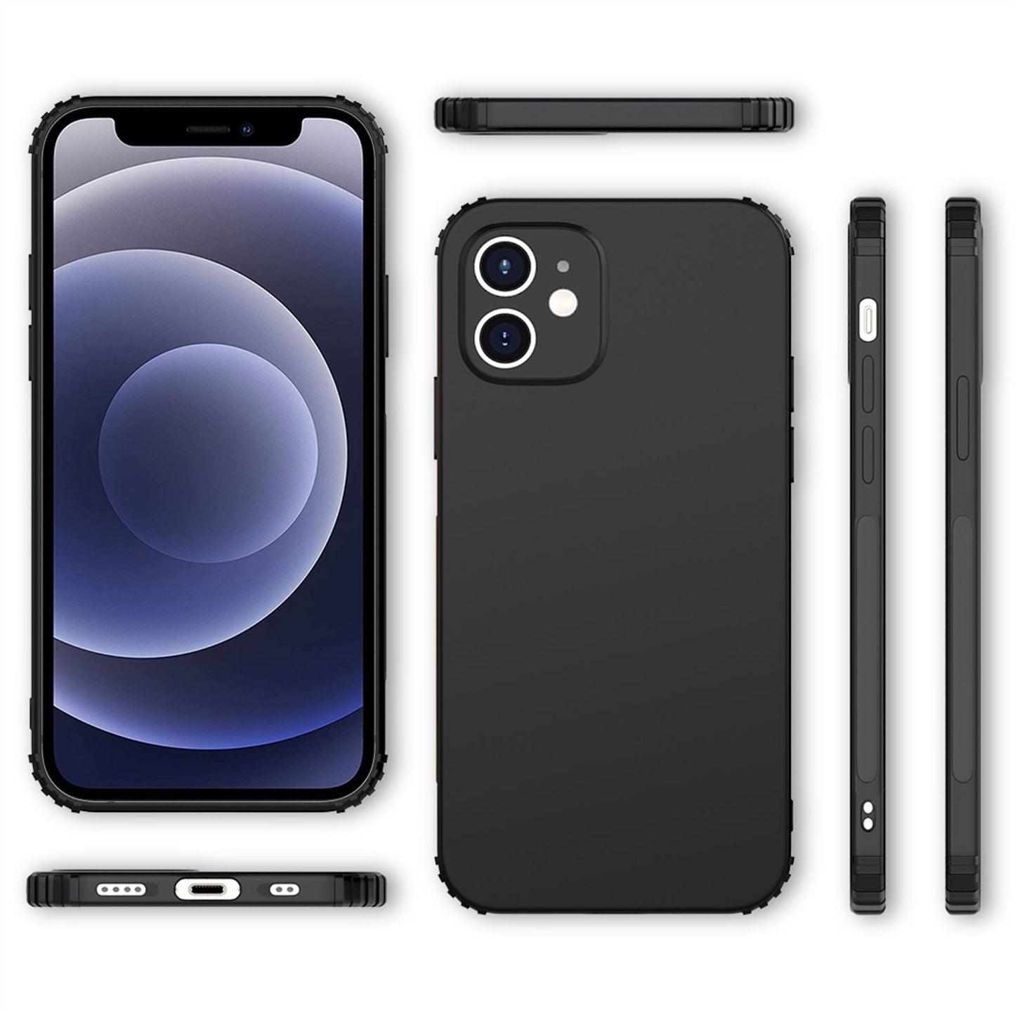 NALIA Extra Dünne Handyhülle kompatibel mit iPhone 12 Mini Hülle, Schutzhülle Matt Ultra-Slim Bumper Cover, Rutschfest & Stoßfest Phone Case Handy-Tasche Backcover TPU Silikonhülle Soft Skin - Schwarz