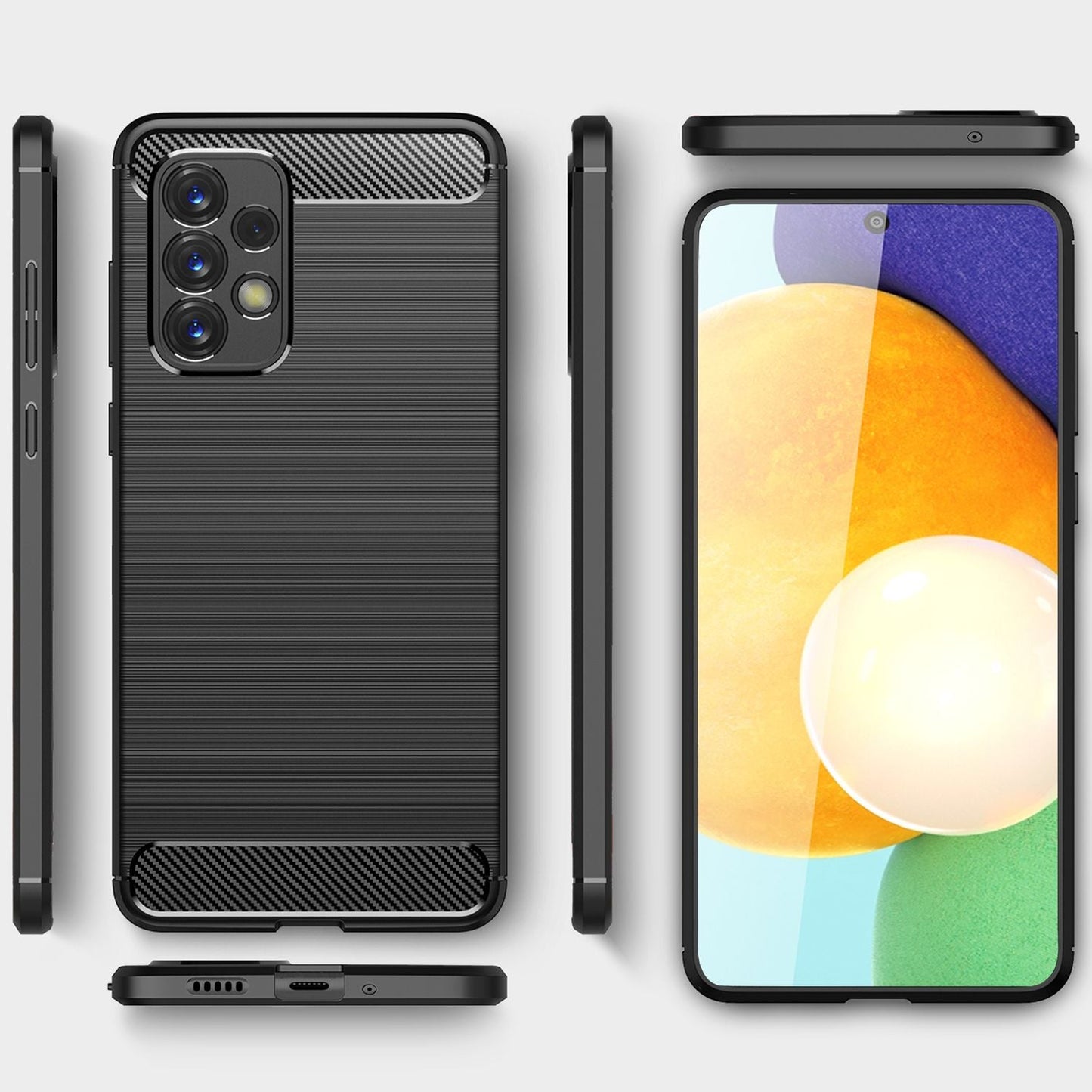 NALIA Silikonhülle für Samsung Galaxy A53 – Rutschfest & Matt – VORTEX (Gebürstete Optik & Carbon Design) – Marke aus Berlin