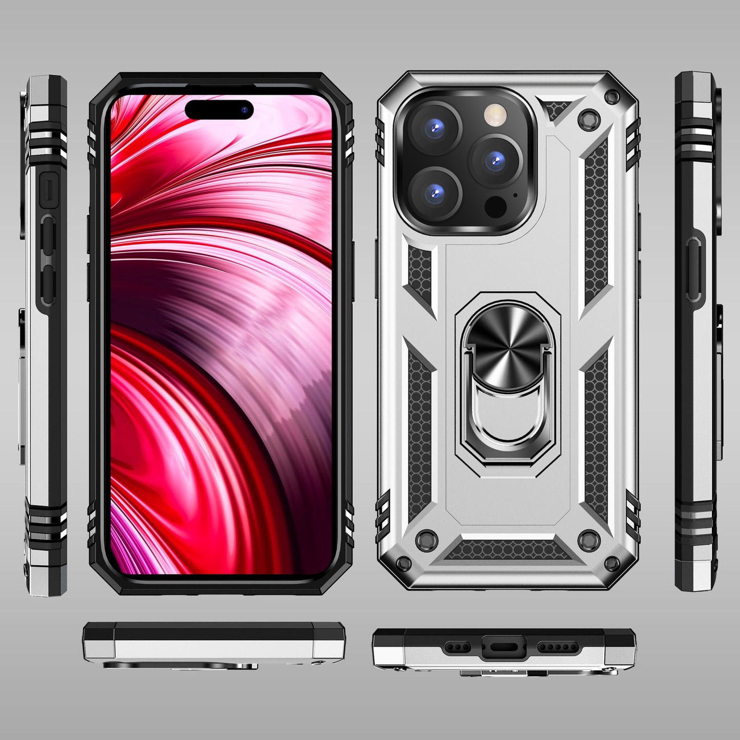 NALIA Panzerhülle für iPhone 14 Pro Max – Ring-Ständer 360° & Magnet-Halterung Kompatibel – RINGDEFEND (Stoßfestes Outdoor Case) – Marke aus Berlin