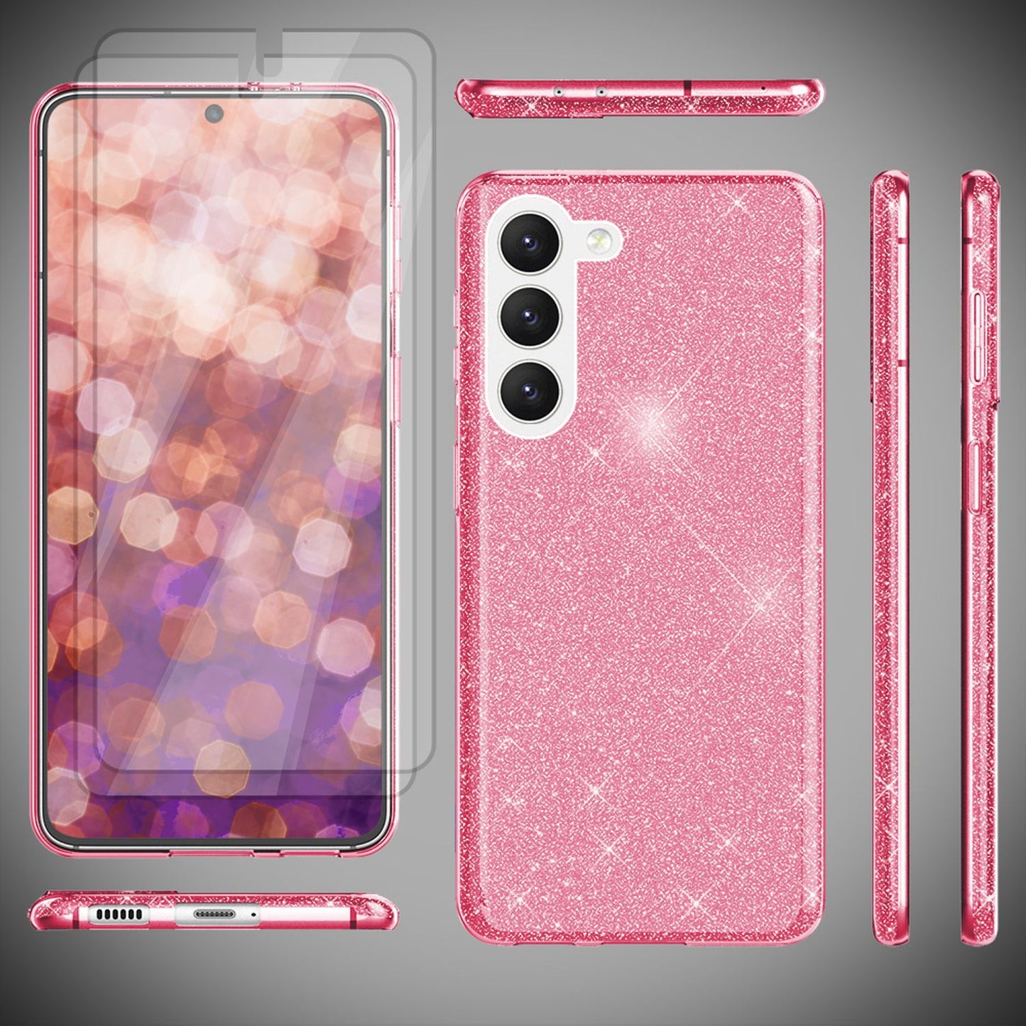 NALIA Glitzerhülle für Samsung Galaxy S23 Plus – Funkelnder Glitzer-Look & Grip – SHINEPOP (Silikon Case) – Marke aus Berlin