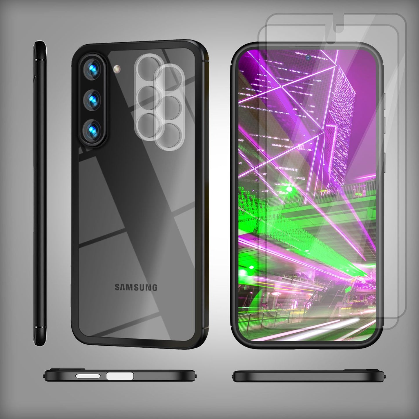 NALIA Handyhülle für Samsung Galaxy S23 Plus – Transparentes Hardcase & Schwarzer Bumper – PROVA (Vergilbungsfrei & Stoßfest) – Marke aus Berlin