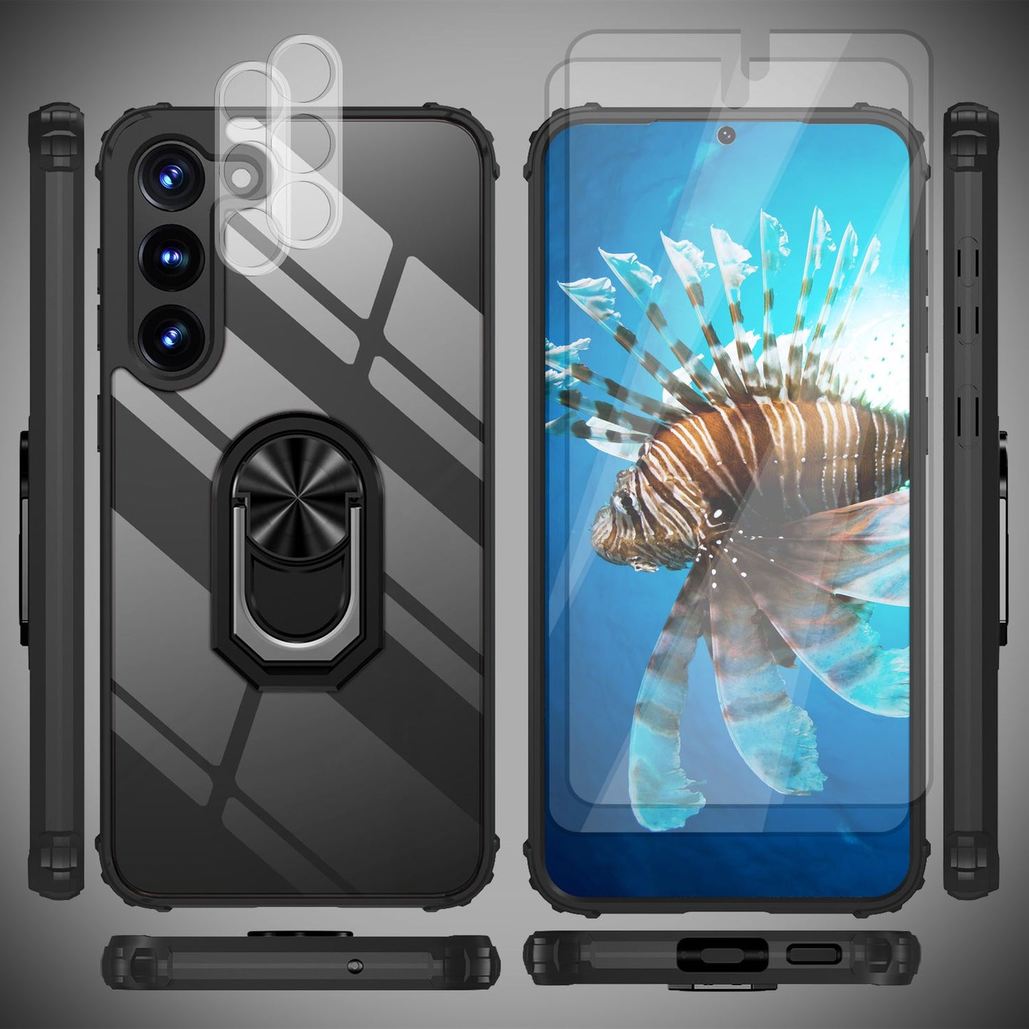 NALIA Ringhülle für Samsung Galaxy S23 Plus – Für Magnethalter & 360° Stand – VAULT (Kristallklare Rückseite & Stoßfester Silikon-Rahmen) – Marke aus Berlin