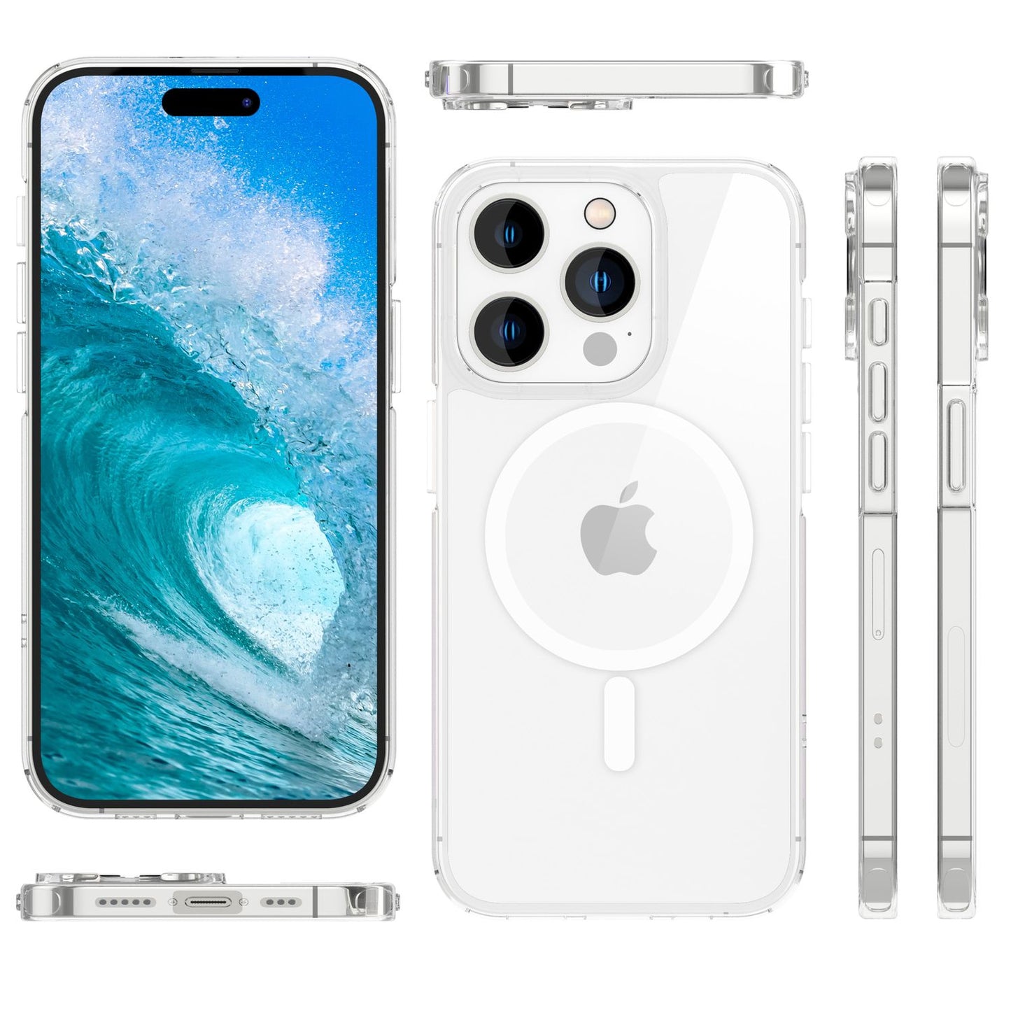 NALIA Transparentes Magnet Case für iPhone 15 Pro – MagPower System (MagSafe kompatibel) – LUMEX (Edle Glas-Optik, aber unzerbrechlich) – Marke aus Berlin