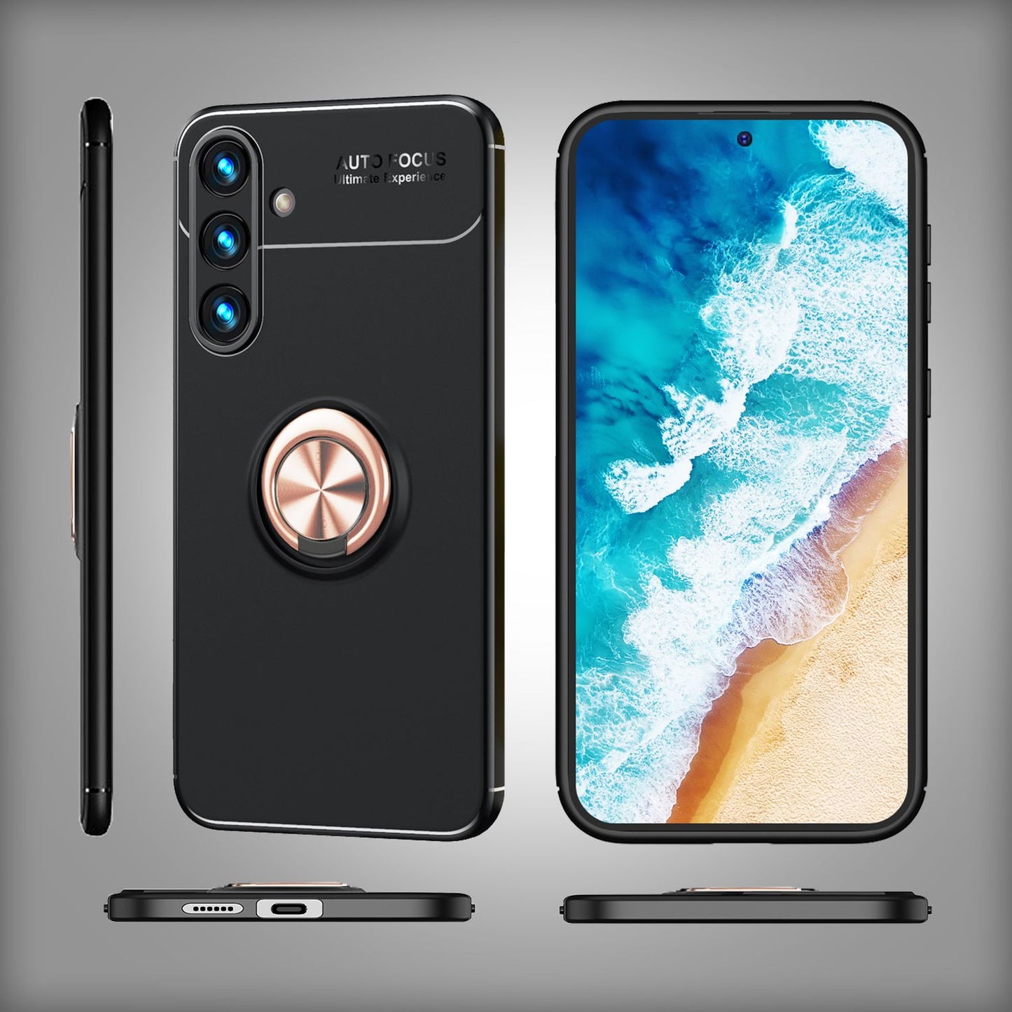 NALIA Ringhülle für Samsung Galaxy S24 – Ring-Ständer 360° & für Magnet-Halter – GRIP360 (Mattiertes Silikon Case) – Marke aus Berlin