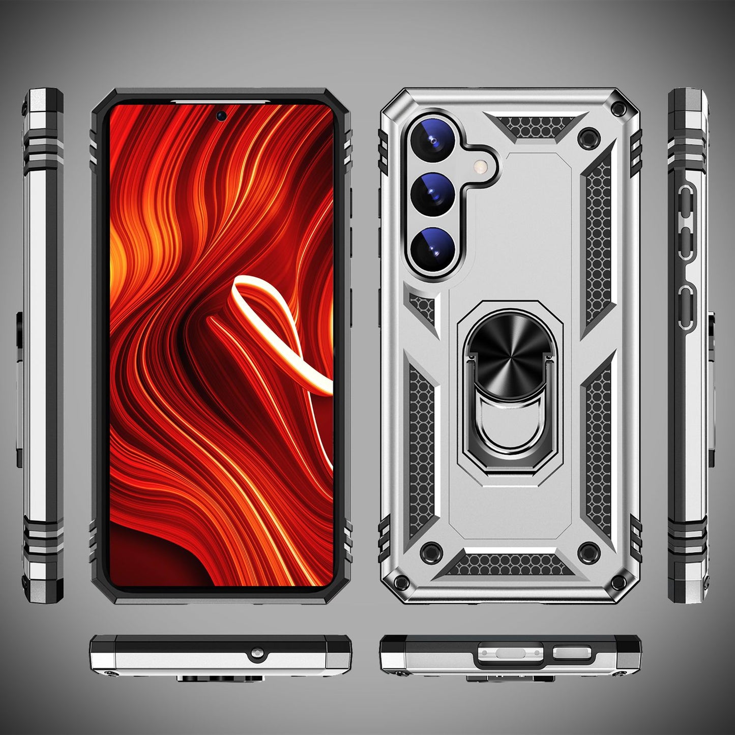 NALIA Panzerhülle für Samsung Galaxy S24 – Ring-Ständer 360° & Magnet-Halterung Kompatibel – RINGDEFEND (Stoßfestes Outdoor Case) – Marke aus Berlin
