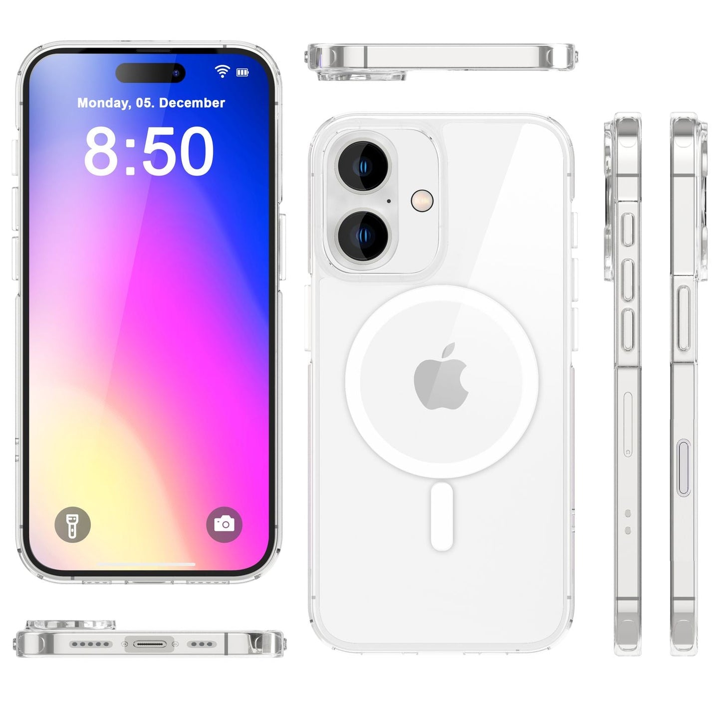 NALIA Transparentes Magnet Case für iPhone 16 Plus – MagPower System (MagSafe kompatibel) – LUMEX (Edle Glas-Optik, aber unzerbrechlich) – Marke aus Berlin