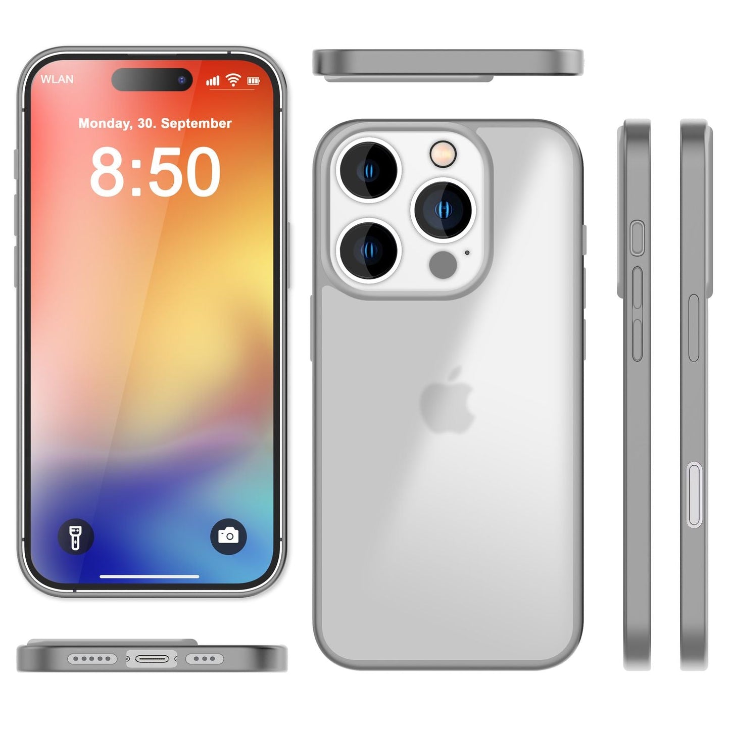NALIA Matte Handyhülle für iPhone 16 Pro – Stoßfester Silikon-Rahmen & Semi-Transparent – FUZION (Anti-Fingerprint Case) – Marke aus Berlin