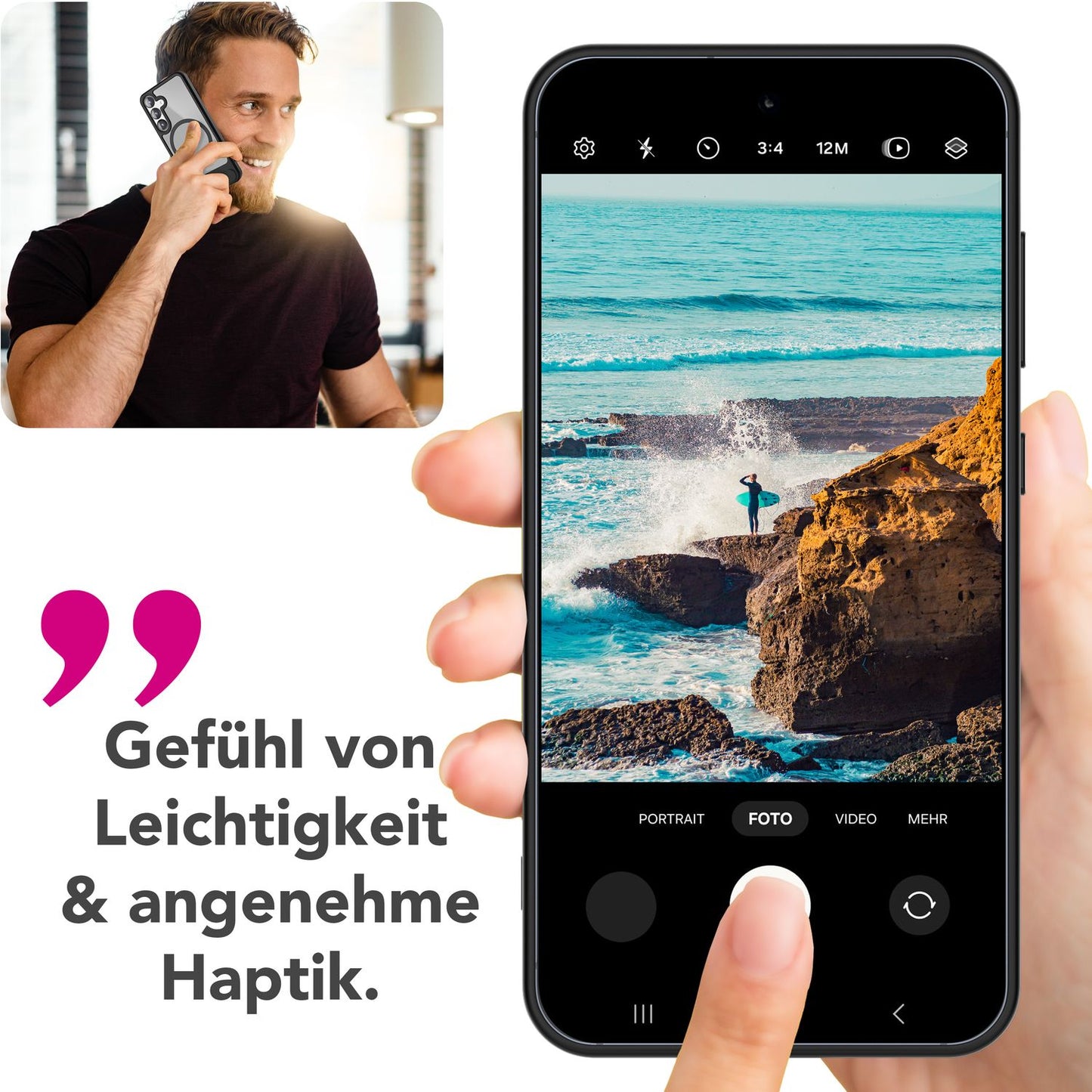 NALIA Triton für Samsung Galaxy S25 Plus Hülle für MagSafe, Magnethülle mit Klappbarem Stand, Ring für Magnetisches Laden, Halb-Transparente Schutzhülle mit schwarzem Silikon-Rand