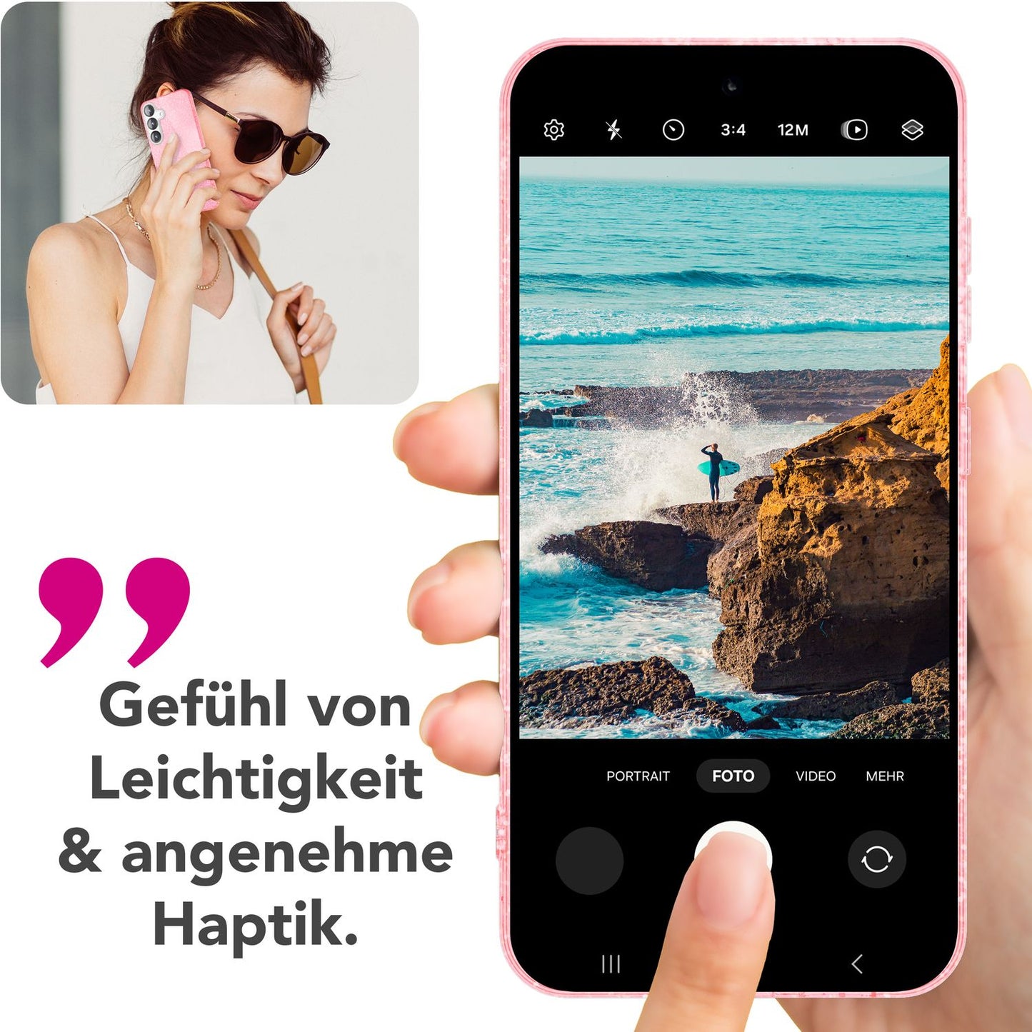 NALIA Glitzerhülle für Samsung Galaxy S25 – Funkelnder Glitzer-Look & Grip – SHINEPOP (Silikon Case) – Marke aus Berlin