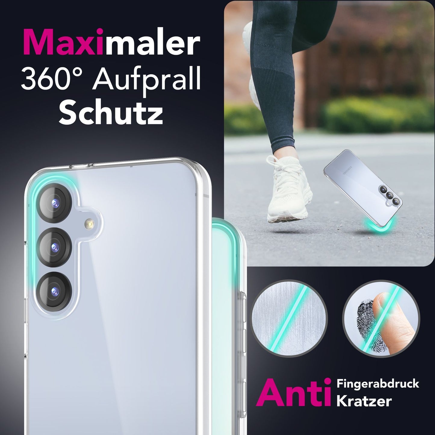 NALIA 360° Hülle für Samsung Galaxy S25 – Vorne & Hinten Schutz – 360GUARD (Full-Body Case) – Marke aus Berlin