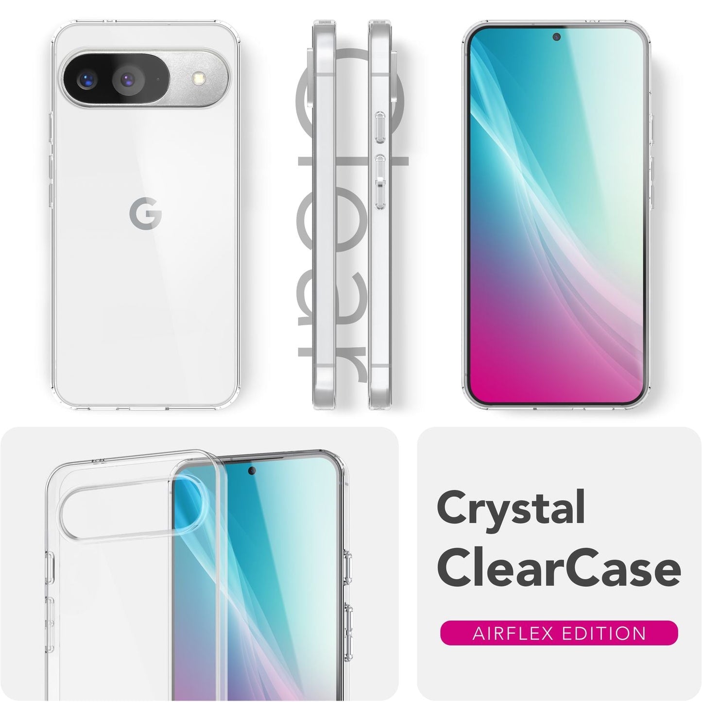 NALIA Transparente Silikonhülle für Google Pixel 9 – Anti-Gelb & Rutschfest – GLAZE (Handyhülle Kristallklar, Schlank & Stoßfest) – Marke aus Berlin
