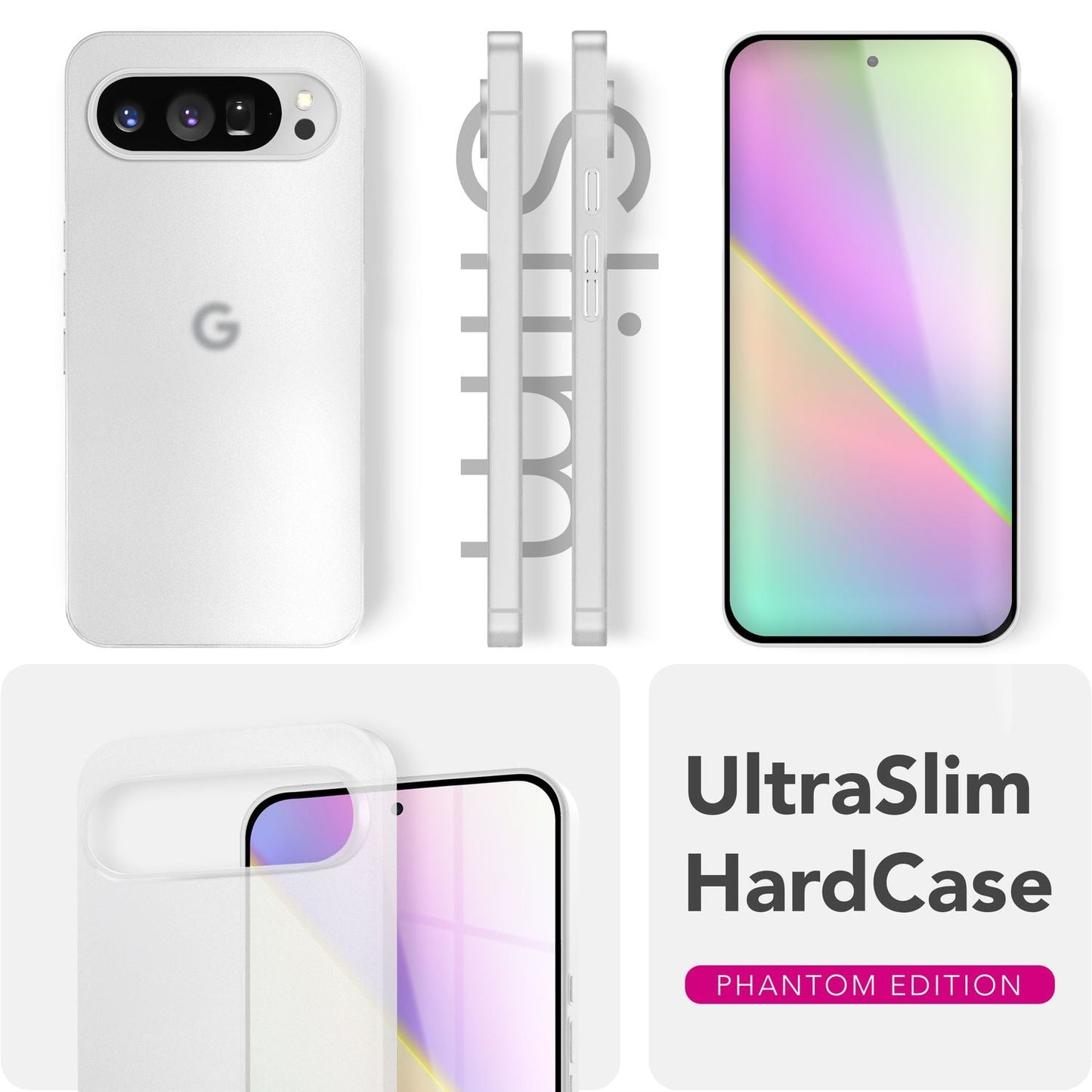 NALIA Ultra Slim Hardcase für Google Pixel 9 Pro – Matt & 0.3mm Dünn – PHANTOM (Hauchdünnes Cover & Kamera-Vollschutz) – Marke aus Berlin
