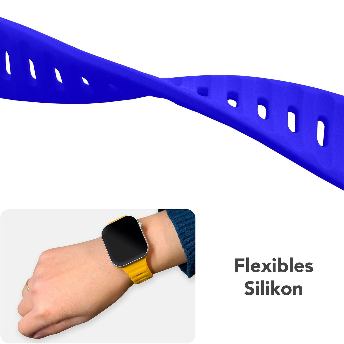 NALIA Motion Silikon Armband kompatibel mit Apple Watch Armband iWatch Series Ultra/SE 10 9 8 7 6 5 4 3 2 1, 42/44/45/46/49mm, Ersatzarmband Sportarmband Steck-Pin Verschluss