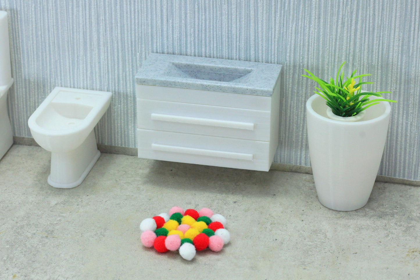 Marble Sink with Main Cabinet - Dollhouse Miniature 1:12 Miniature Dollhouse Furniture
