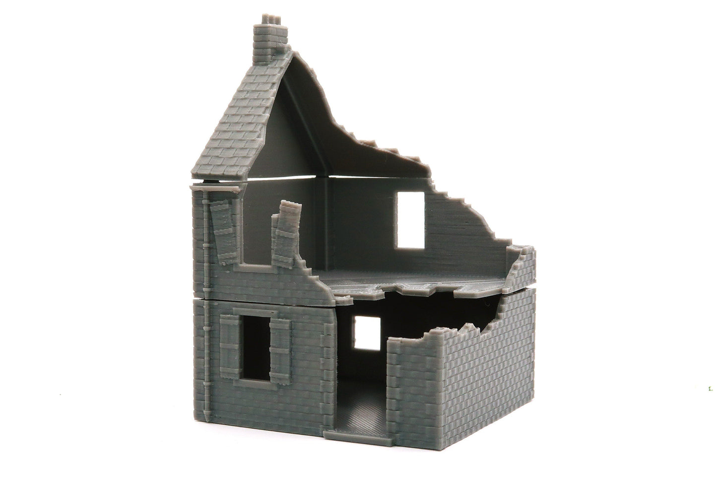 Normandy French House DS-T2 Destroyed (Volume 1) 3D Printed Tabletop Wargaming Terrain for Miniature Games like Bolt Action, Flames of War