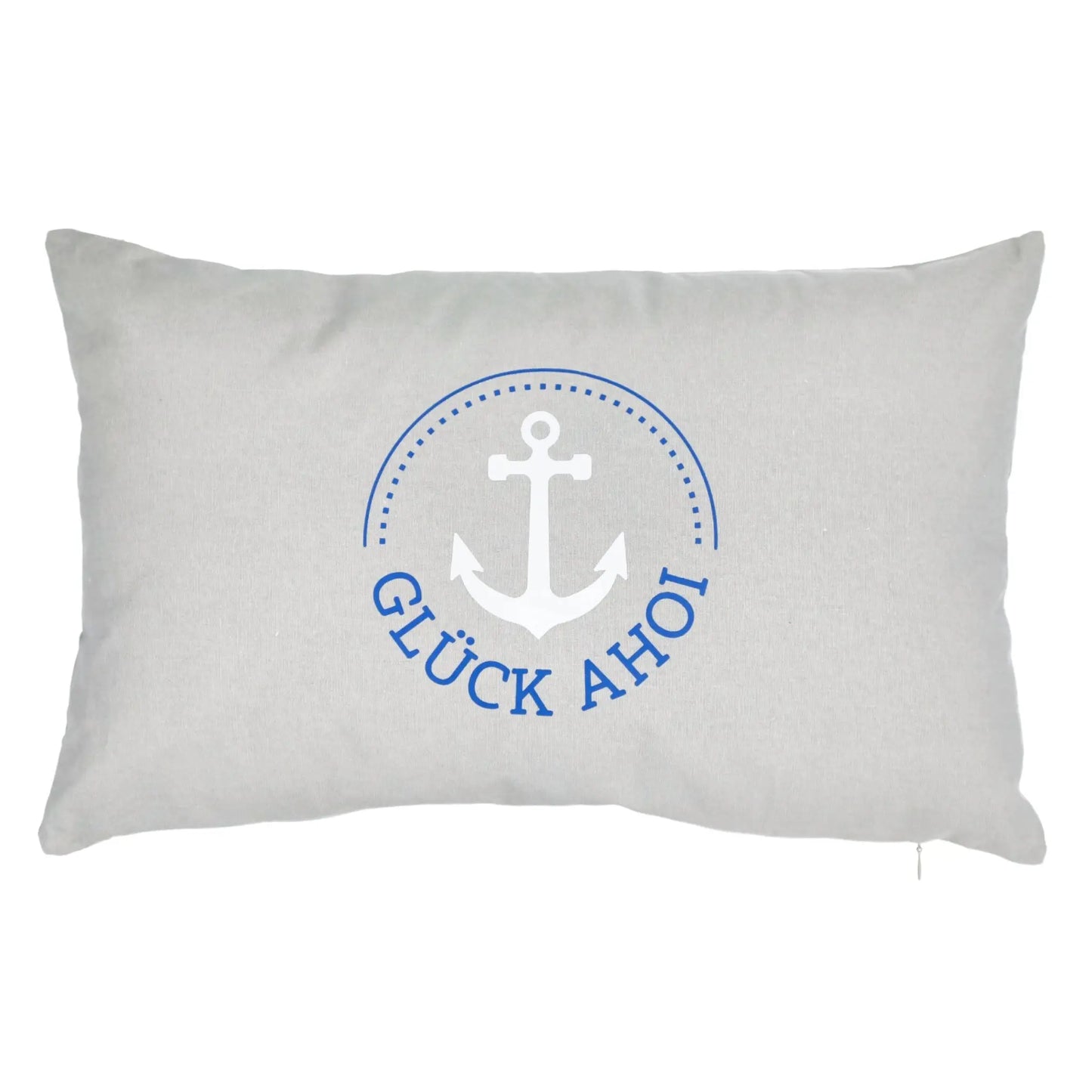 Kissen Dekokissen grau Maritim mit Füllung 47x28 cm Ahoi Hafen Zierkissen Boot Anker