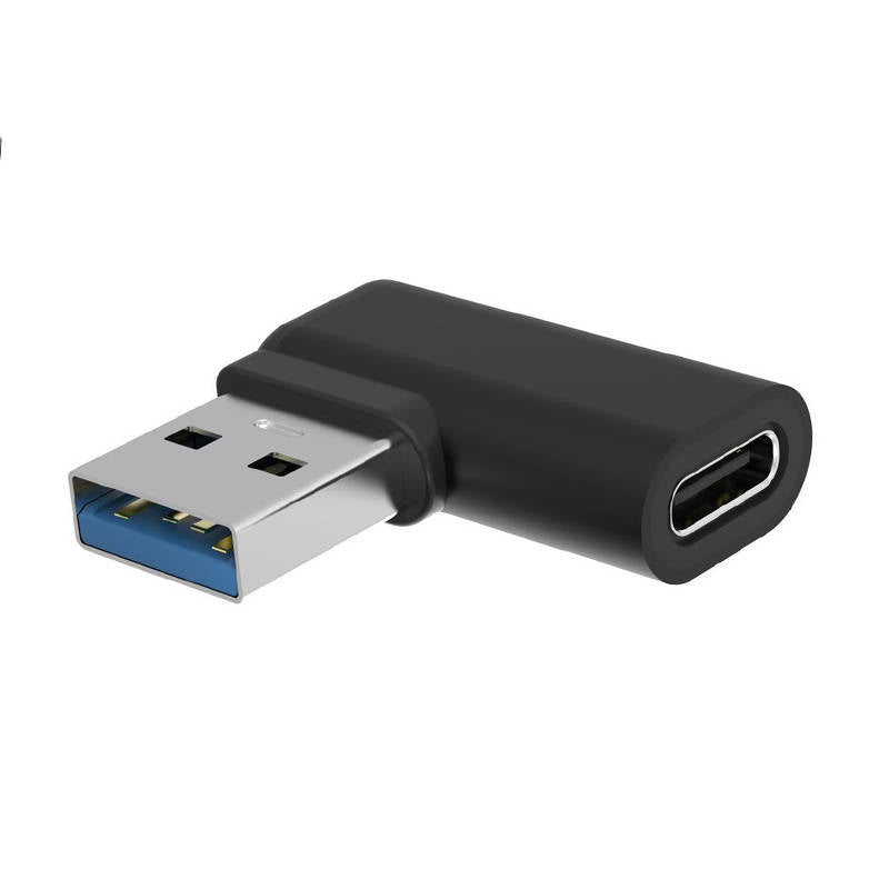 SYSTEM-S USB 3.1 Adapter Typ C Buchse zu 3.0 Typ A Stecker Winkel Kabel in Schwarz