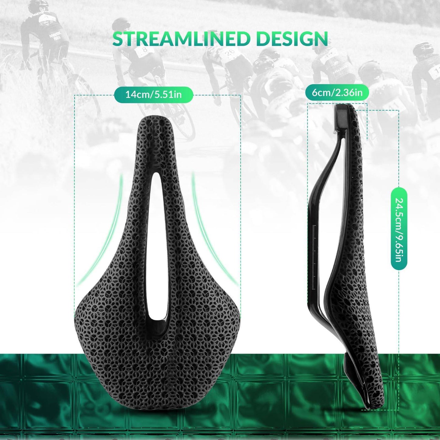 ROCKBROS 3D Druck Carbon Rennradsattel Ultraleicht Stoßdämpfender Ergonomischer