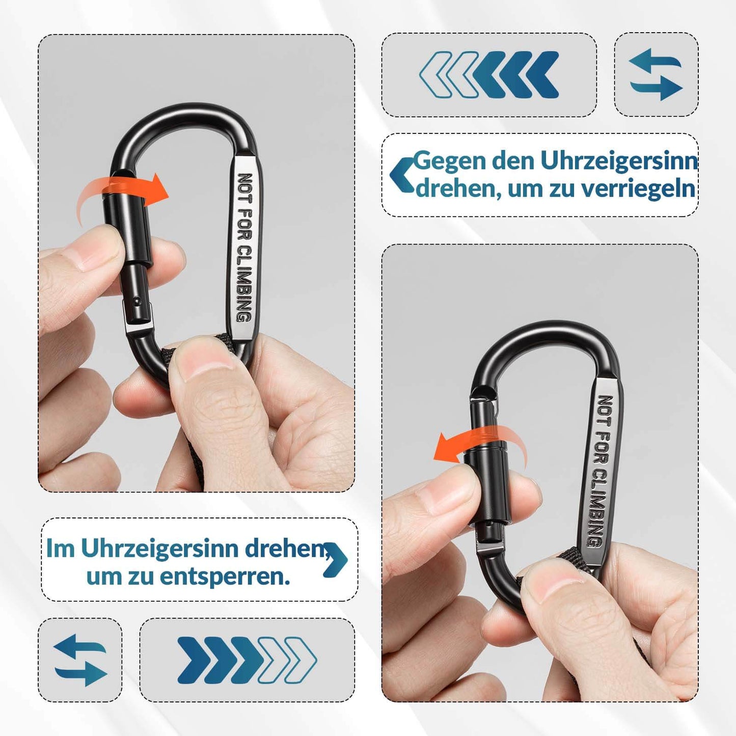 ROCKBROS Fahrrad Karabinerhaken Multifunktional mit Strapazierfähigem Gurt