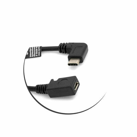 SYSTEM-S USB 3.1 Type C cable (male) 90° angled to Micro USB 2.0 socket (approx. 27 cm)