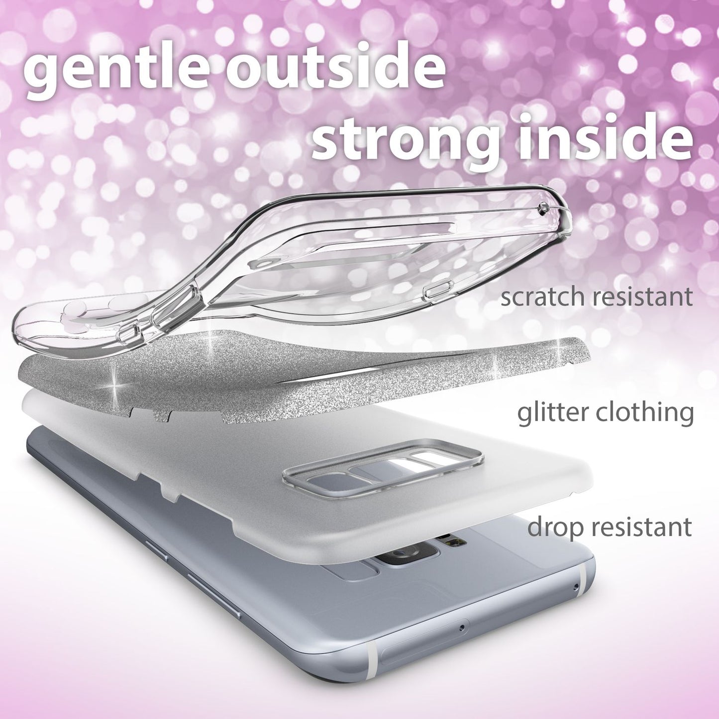 Samsung Galaxy S8 Plus Handy Hülle von NALIA, Glitzer Silikon Cover Case Schutz