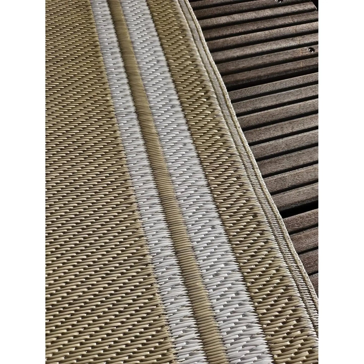 Teppich Outdoor Balkonteppich außen Balkon Terrasse beige weiß 150 x 90 cm