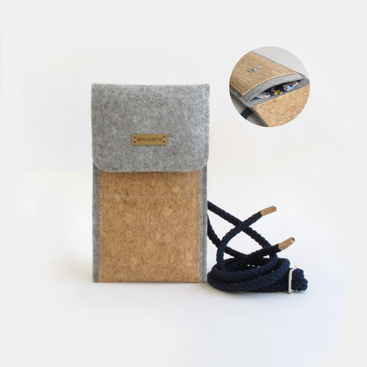 Shoulder bag for Xiaomi Redmi Note 14 | made of felt and organic cotton | light grey - bloom | model KEDJA
