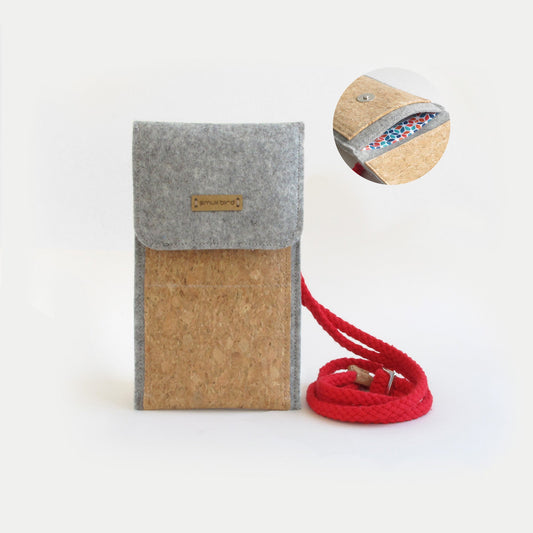 iPhone 16 Pro Max shoulder bag | Felt &amp; cotton | light gray - colorful | KEDJA
