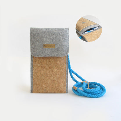 Shoulder bag for Xiaomi POCO X6 | made of felt and organic cotton | light grey - shapes | model KEDJA