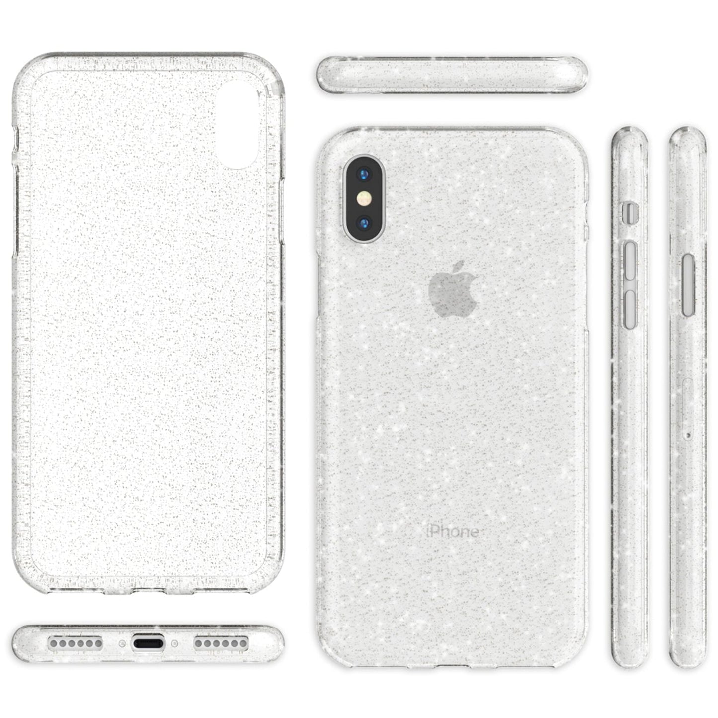 NALIA Handyhülle kompatibel mit iPhone XS Max, Glitzer Ultra-Slim Silikonhülle Case Backcover Schutzhülle, Glitter Sparkle Handy-Tasche Bumper Cover, Dünnes Bling Strass Etui Hülle