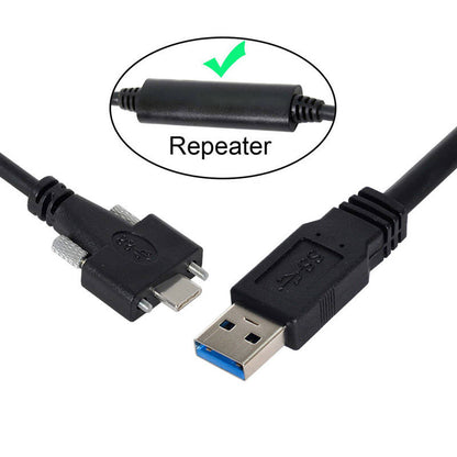 SYSTEM-S USB 3.1 Kabel 8 m Typ C Stecker zu 3.0 Typ A Stecker Schraube in Schwarz