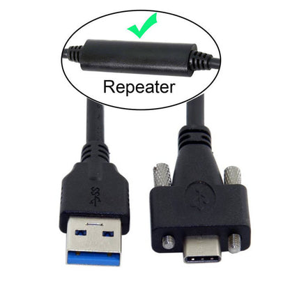 SYSTEM-S USB 3.1 Kabel 8 m Typ C Stecker zu 3.0 Typ A Stecker Schraube in Schwarz