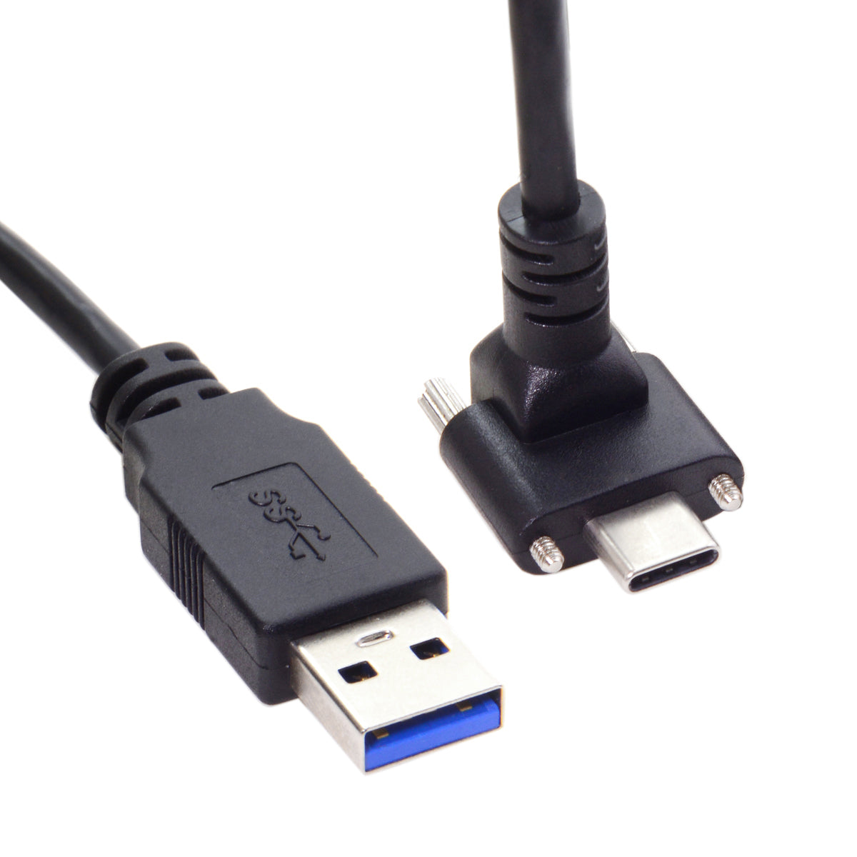 SYSTEM-S USB 3.1 Kabel 8 m Typ C Stecker zu 3.0 Typ A Stecker Schraube Winkel Schwarz