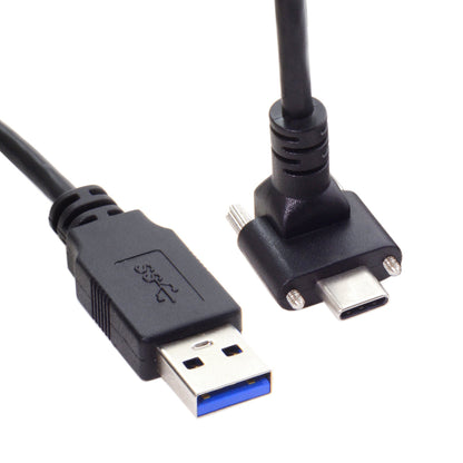 SYSTEM-S USB 3.1 Kabel 8 m Typ C Stecker zu 3.0 Typ A Stecker Schraube Winkel Schwarz