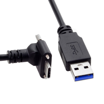 SYSTEM-S USB 3.1 Kabel 8 m Typ C Stecker zu 3.0 Typ A Stecker Schraube Winkel Schwarz
