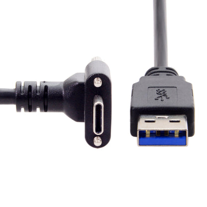 System-S USB 3.0 A Stecker zu USB Typ C 3.1 Stecker Kabel 90 Grad Gewinkelt 3M mit Feststellschraube
