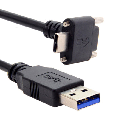 SYSTEM-S USB 3.1 Kabel 8 m Typ C Stecker zu 3.0 Typ A Stecker Schraube Winkel Schwarz