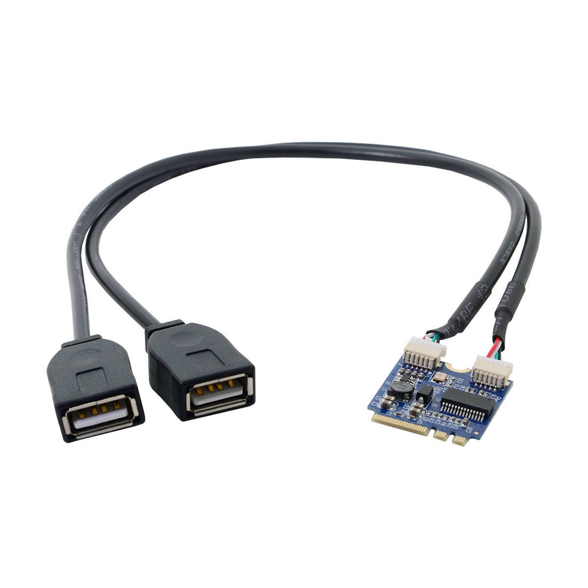 SYSTEM-S M.2 Key Y Kabel 30 cm A+E zu 2 x 2.0 Typ A Buchse in Schwarz