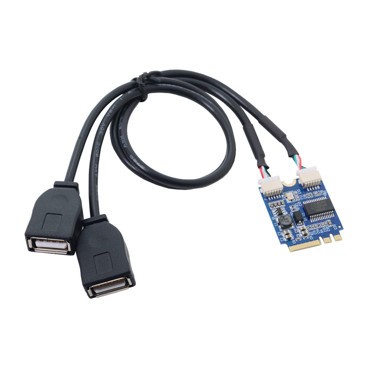 SYSTEM-S M.2 Key Y Kabel 30 cm A+E zu 2 x 2.0 Typ A Buchse in Schwarz