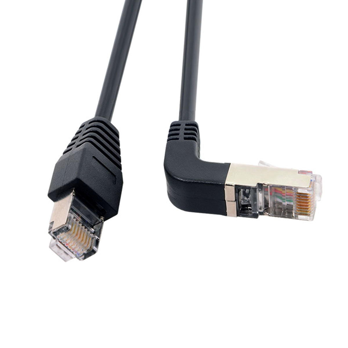 SYSTEM-S LAN Kabel 0,5 m RJ45 Stecker Ethernetkabel Netzwerkkabel Winkel in Schwarz