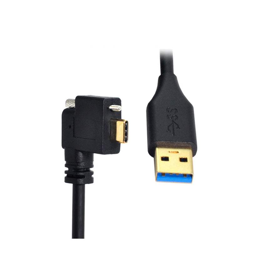 SYSTEM-S USB 3.1 cable 3 m Type C male to 3.0 Type A male angle screw in black 