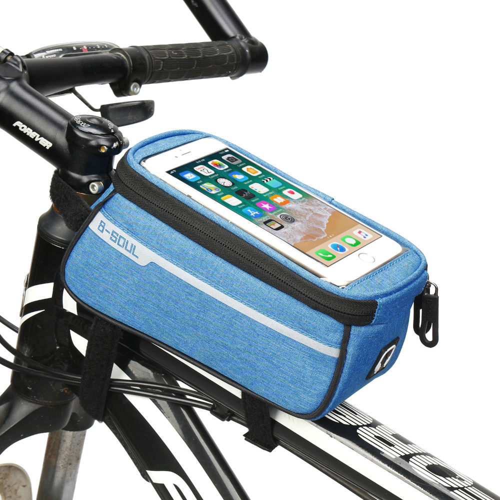 SYSTEM-S Fahrrad Tasche Halterung in Blau Befestigung für Smartphone