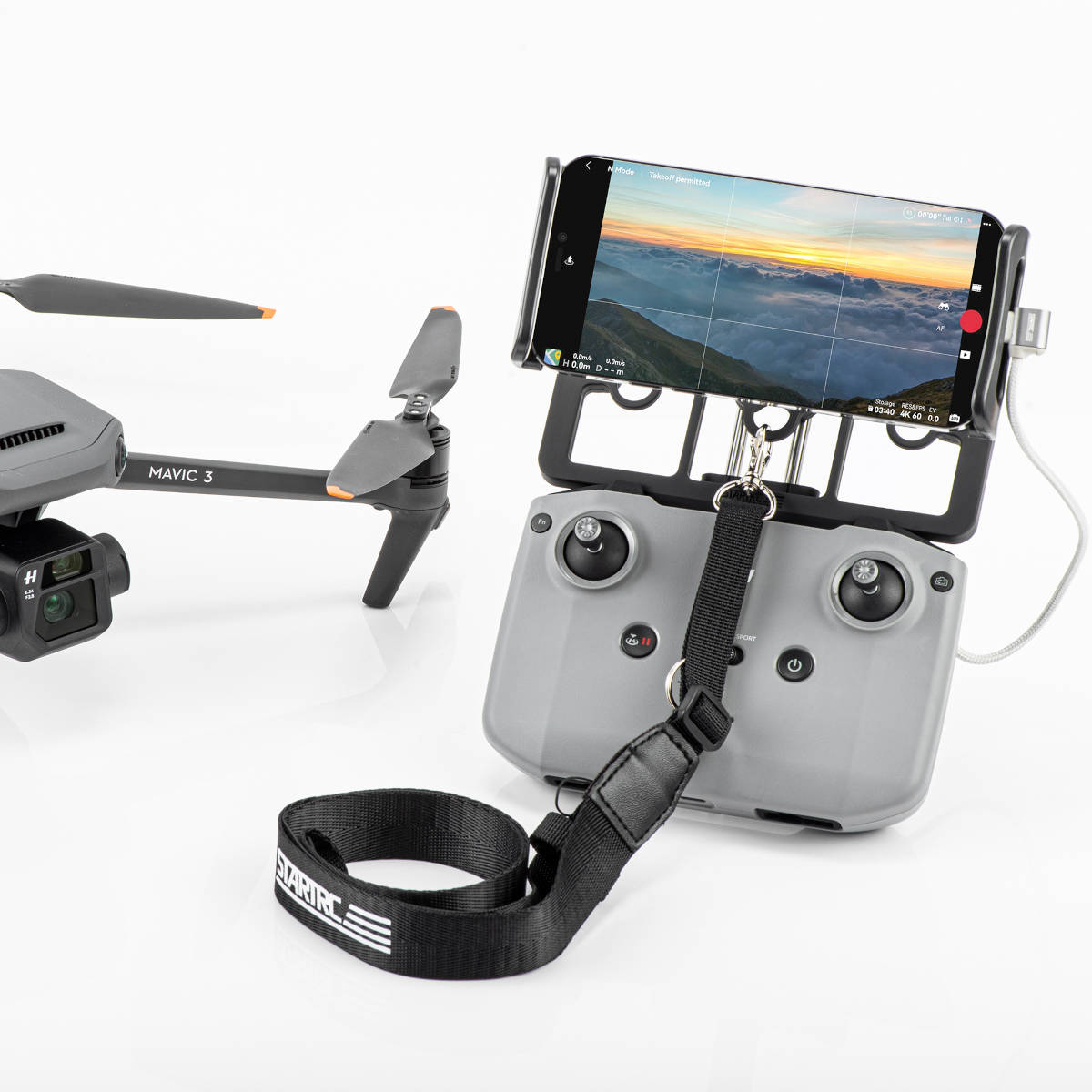SYSTEM-S Tablet Mount with Bag Strap for Drone Remote Control in Black
